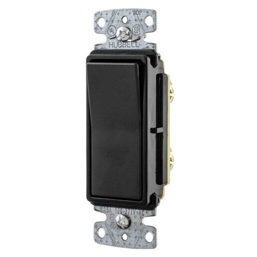 RSD315BK 2 WAY DECORATIVE ROCKER SWITCH 15A 120/277V SELF-GRD BLACK 1PC