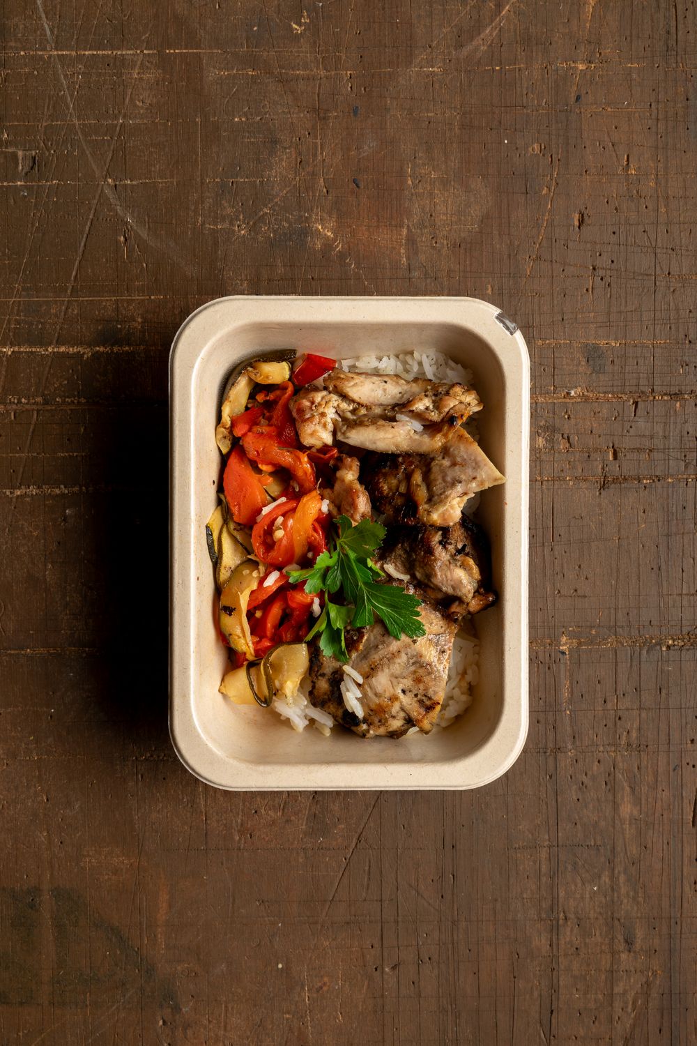 Grilled chicken &amp; vegetables, with rice