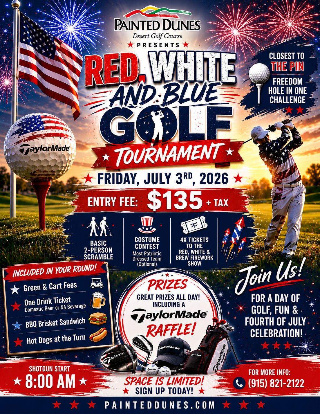 Red, White &amp; Blue Golf Tournament – 2-Person Scramble Registration