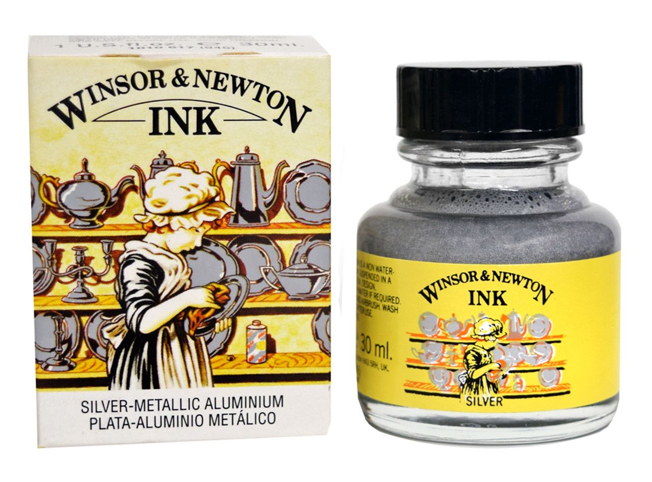 Tekeninkt Winsor &amp; Newton - Silver metalic aluminium, 30 ml