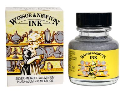 Tekeninkt Winsor &amp; Newton - Silver metalic aluminium, 30 ml