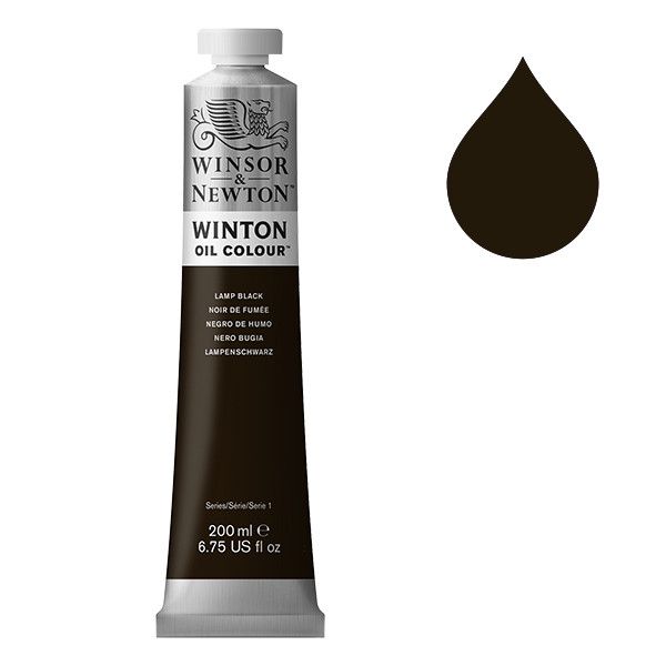 Winton Olieverf van Winsor &amp; Newton, 200 ml, Lamp black (337)