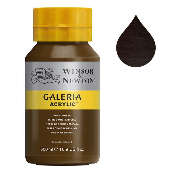 Galeria Acrylverf van Winsor &amp; Newton, 500 ml, Burnt umber (076)
