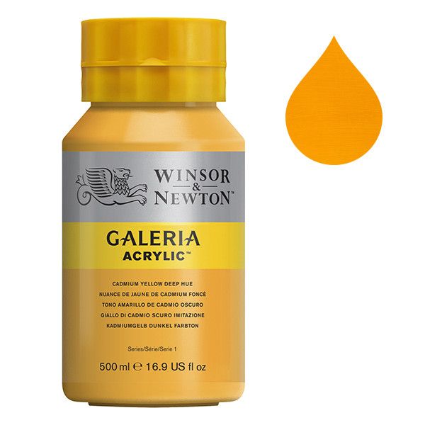 Galeria Acrylverf van Winsor &amp; Newton, 500 ml, Cadmium yellow deep hue (115)