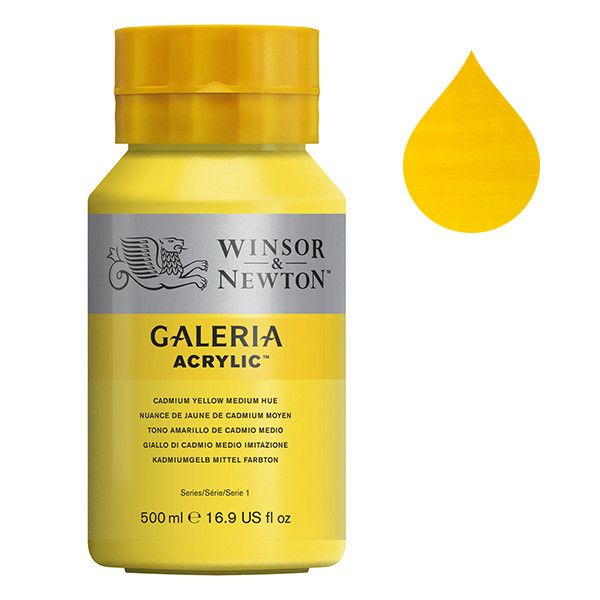 Galeria Acrylverf van Winsor &amp; Newton, 500 ml, Cadmium yellow medium hue (120)