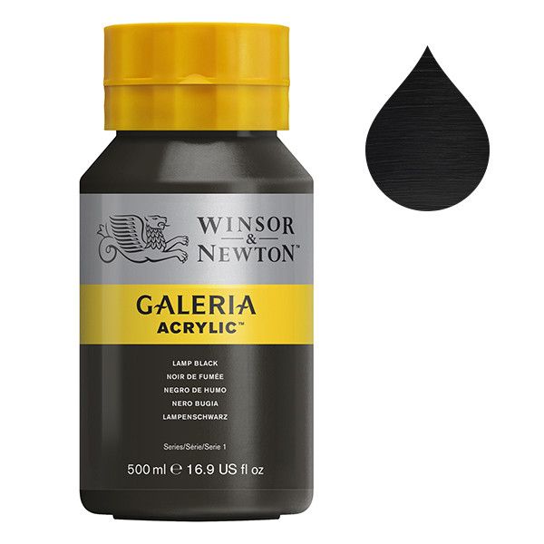 Galeria Acrylverf van Winsor &amp; Newton, 500 ml, Lamp black (337)