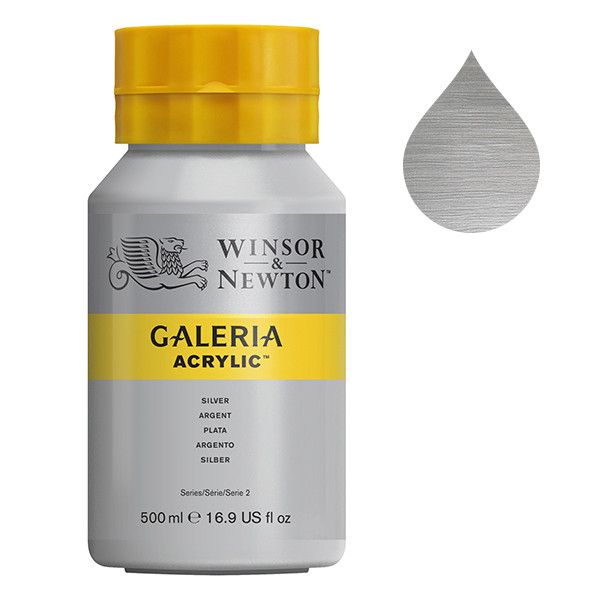 Galeria Acrylverf van Winsor &amp; Newton, 500 ml, Silver (617)