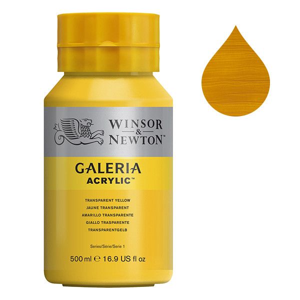 Galeria Acrylverf van Winsor &amp; Newton, 500 ml, Transparent yellow (653)
