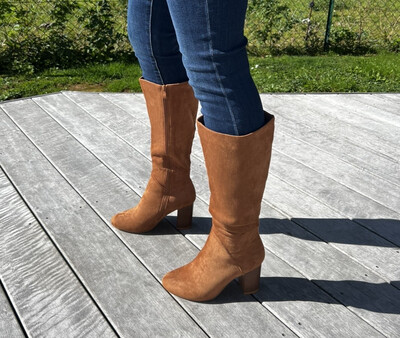 Bottes à talons hautes camel