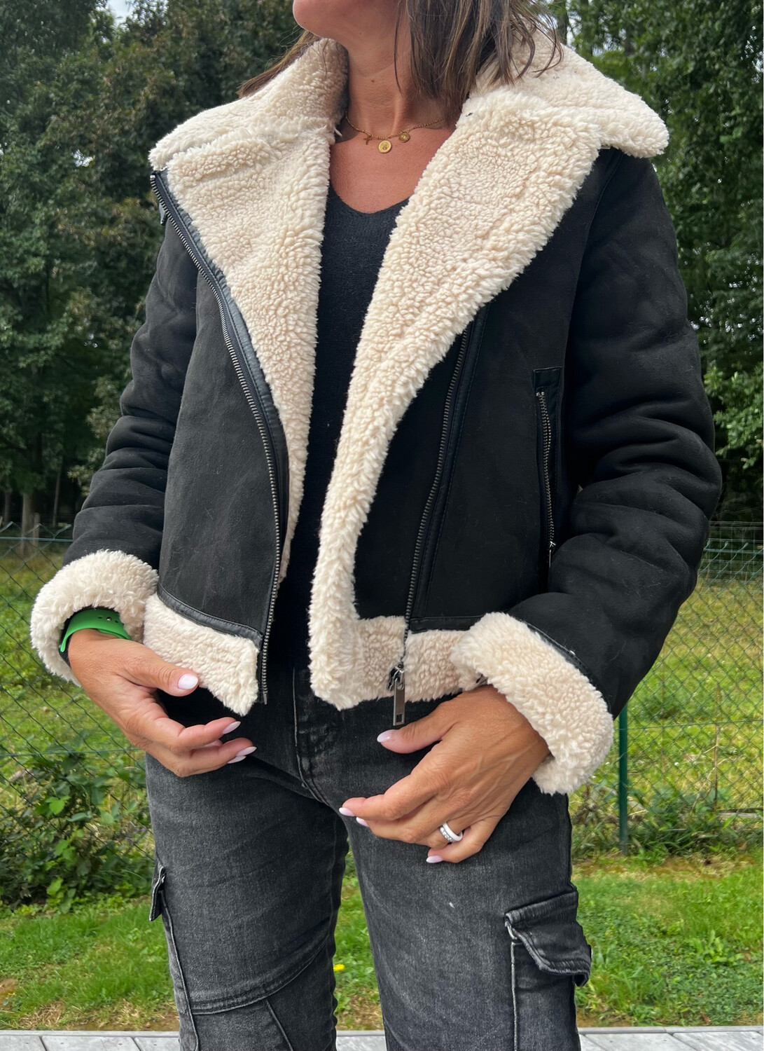 Veste noire/mouton