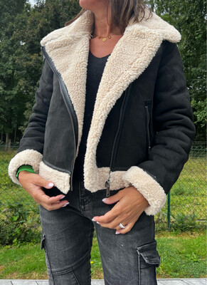 Veste noire/mouton