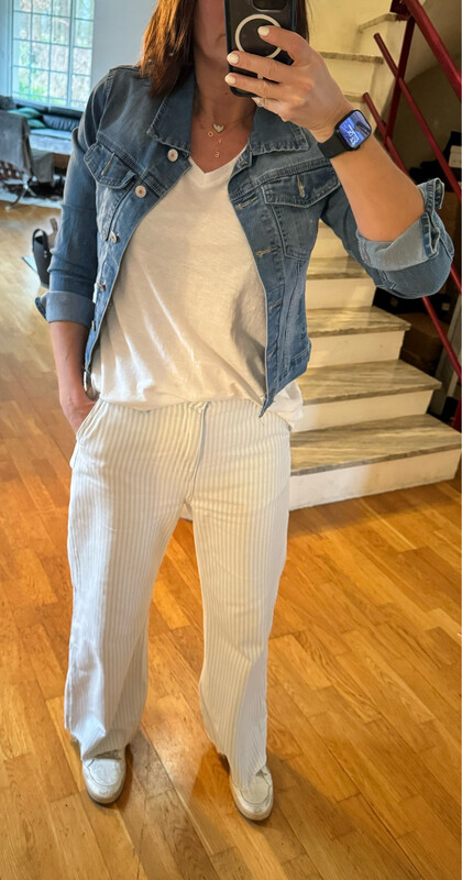 Jean rayé bleu et blanc