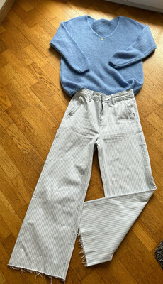 Jean rayé bleu et blanc
