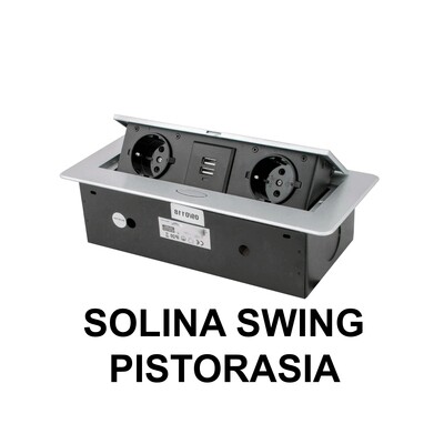 SOLINA SWING pistorasia 2xUSB A & 2xpistoke - alumiinin harmaa