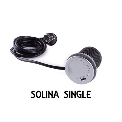 SOLINA SINGLE USB - pistorasia- kaksi väriä harmaa ja musta