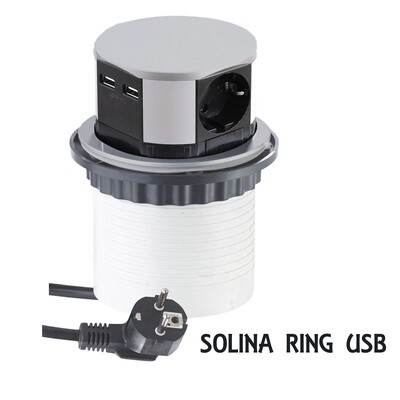 SOLINA RING USB -pistorasia 2xUSB + 3xpistoke SOLINA RING USB -pistorasia 2xUSB + 3xpistoke