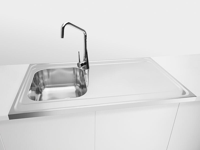 ALVEUS tiskipöytä keittiön rungon päälle – kestävä Inox-teräspinta ja käytännöllinen valutustaso