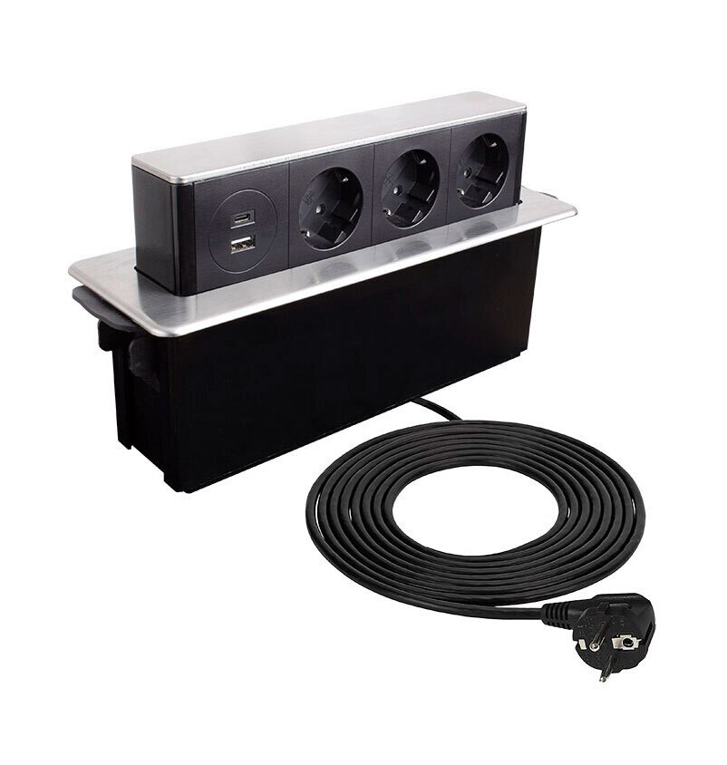 SOLINA HOP pistorasiayksikkö - USB:t A/C - 3x schuko pistoke