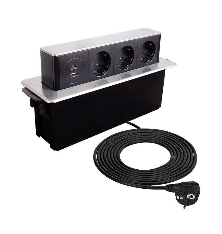 SOLINA HOP pistorasiayksikkö - USB:t A/C - 3x schuko pistoke