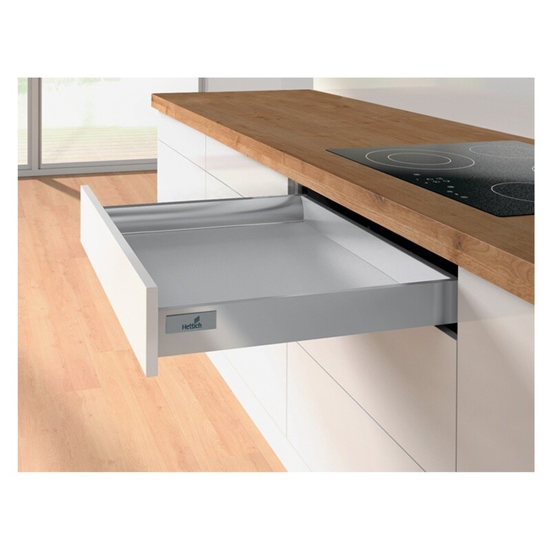 Hettich Atira hidastinlaatikko - S 350mm - K 70mm - Harmaa tai valkoinen - Vakio leveydet 300-1200mm - 16/18mm runko