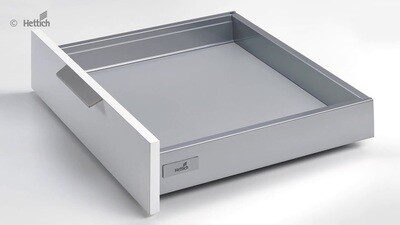 Hettich Atira hidastinlaatikko - S 260mm - K 70mm - Harmaa tai valkoinen - Vakio leveydet 300-1200mm - 16mm runko