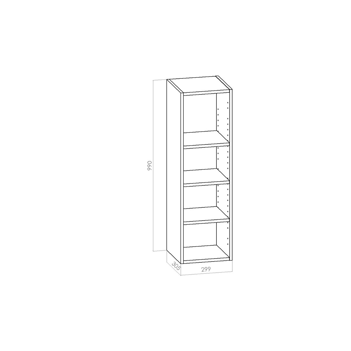 Kalusterunko - Yläkaappi leveys 300mm / K990mm / S305mm
