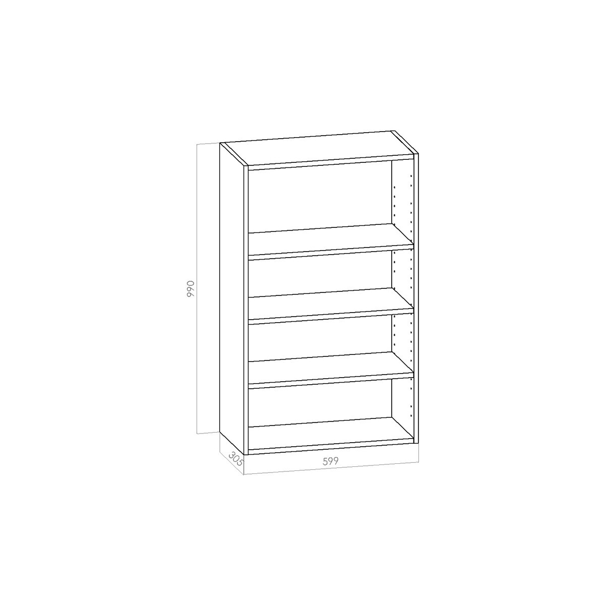 Kalusterunko - Yläkaappi leveys 600mm / K990mm / S305mm