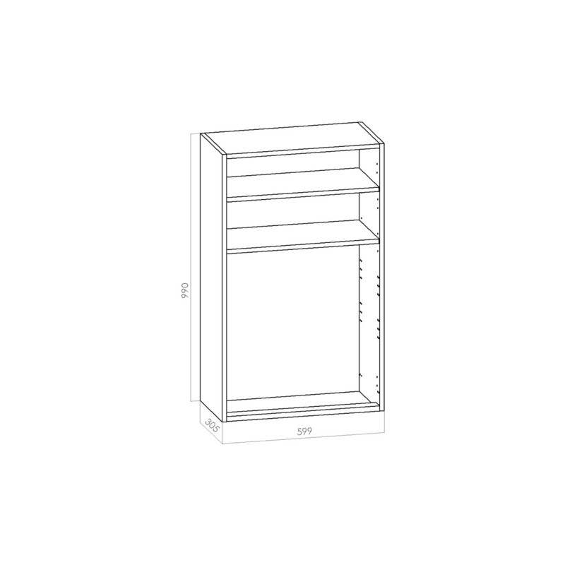 Kuivauskaappi leveys 600mm / K990mm / S305mm - kosteuden kestävä