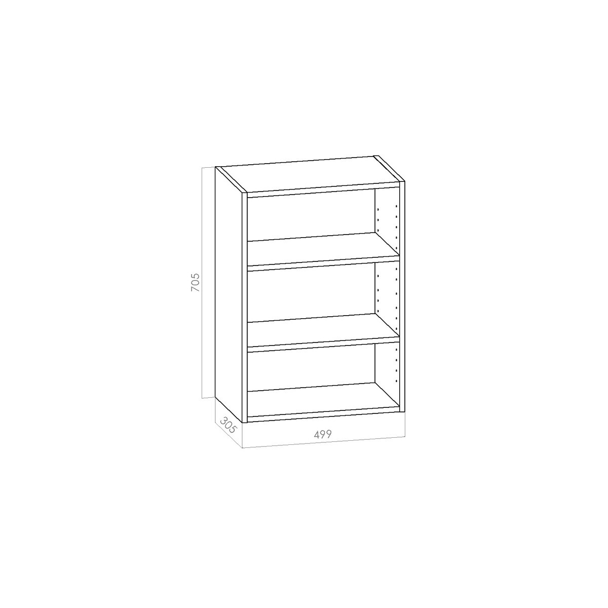 Kalusterunko - Yläkaappi leveys 500mm / K705mm / S305mm