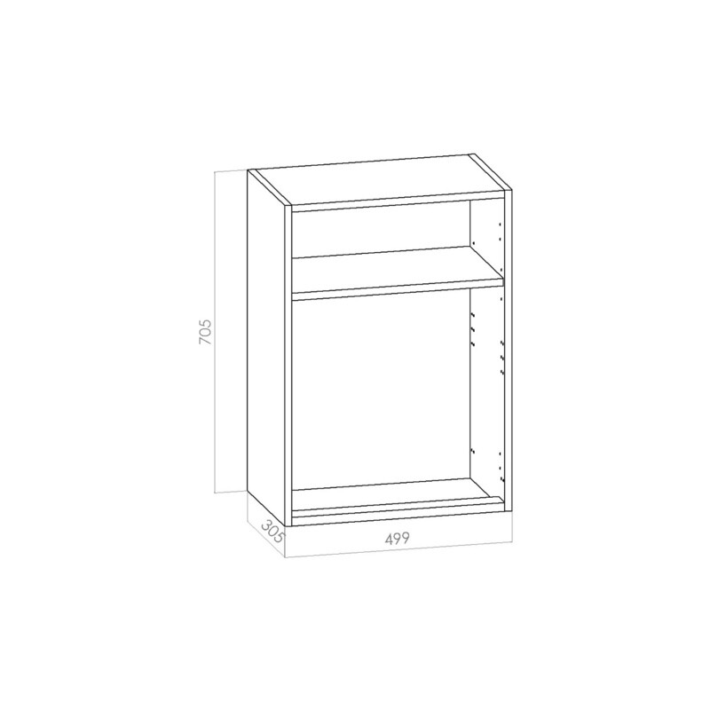 Keittiökalusterunko - Kuivauskaappi - leveys 500mm / K705mm / S305mm