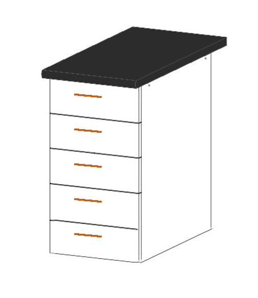 Laatikoston runko + 5 hidastin laatikkoa - Leveys 400mm / K710mm / S570mm