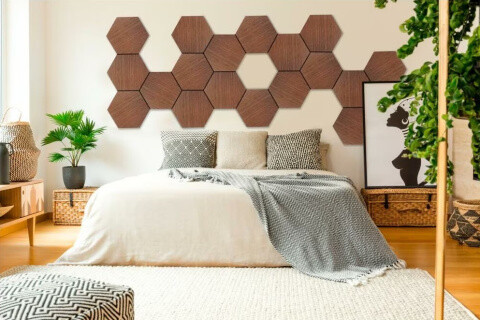 MDF-seinäpaneeli HEXAGON - 30x26cm - monta väriä