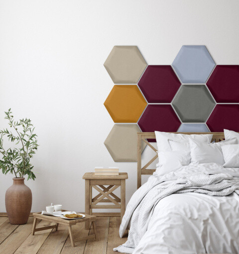 Pehmeä seinäpaneeli hexagon - Paris PUNAINEN - 30x26cm