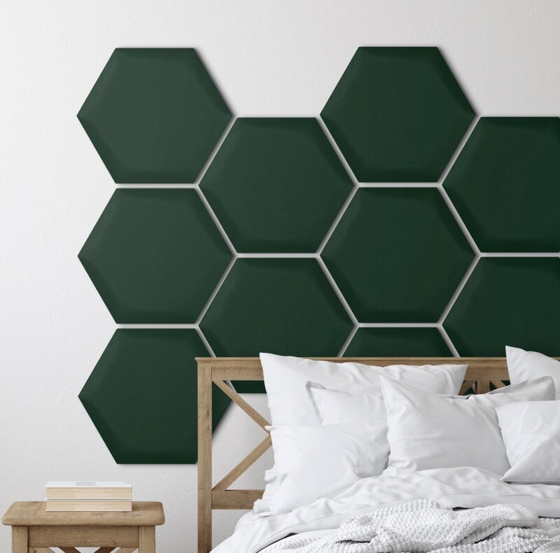 Pehmeä seinäpaneeli hexagon - Paris TUMMA VIHREÄ - 30x26cm