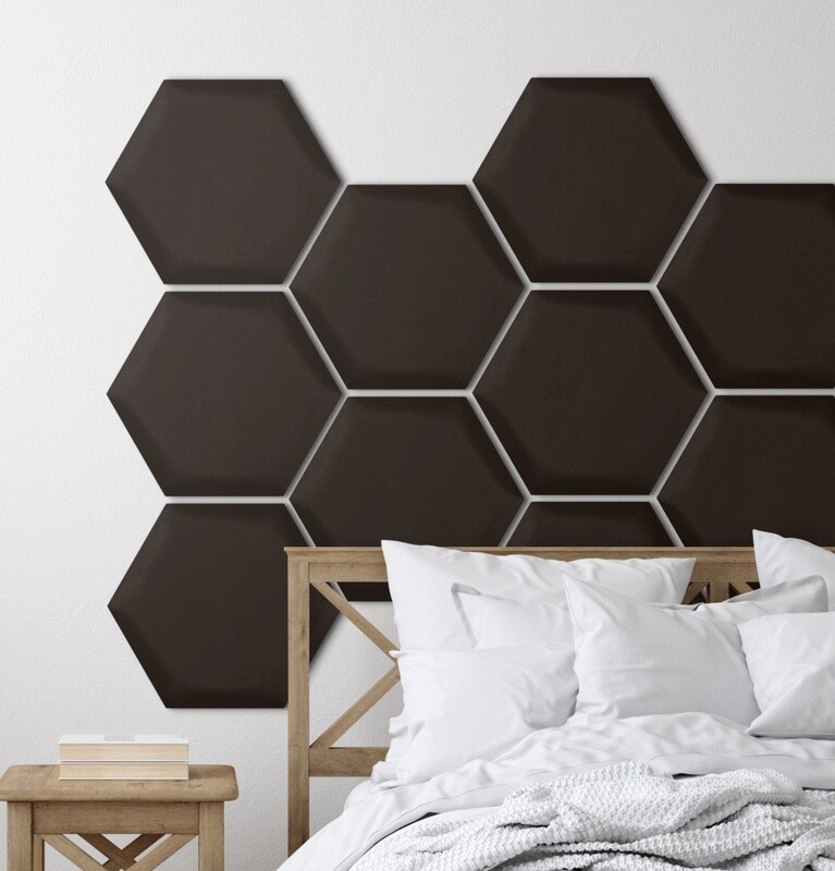 Pehmeä seinäpaneeli hexagon - Paris MOCCA RUSKEA - 30x26cm