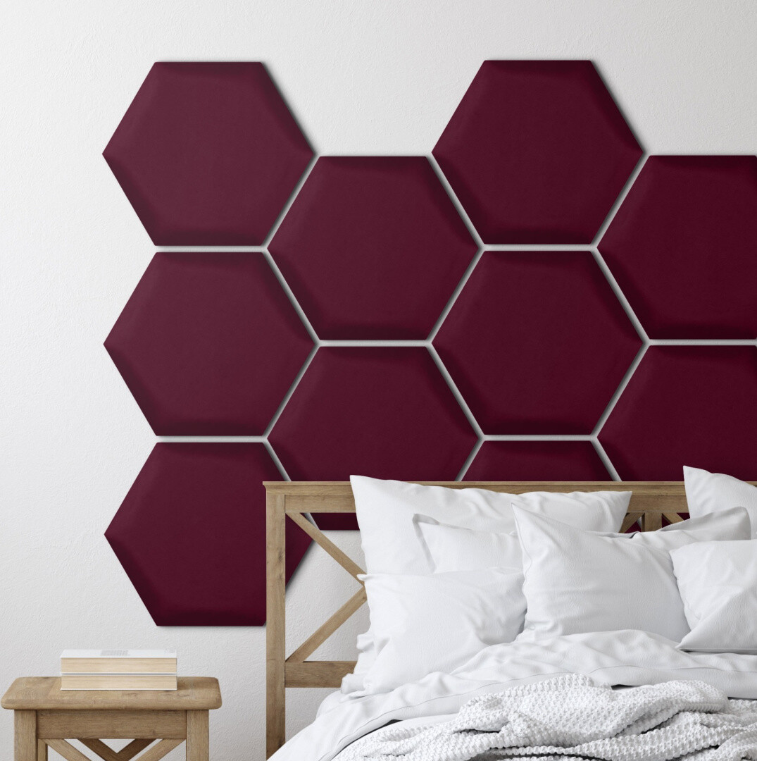 Pehmeä seinäpaneeli hexagon - Paris BURGUNDY - 30x26cm