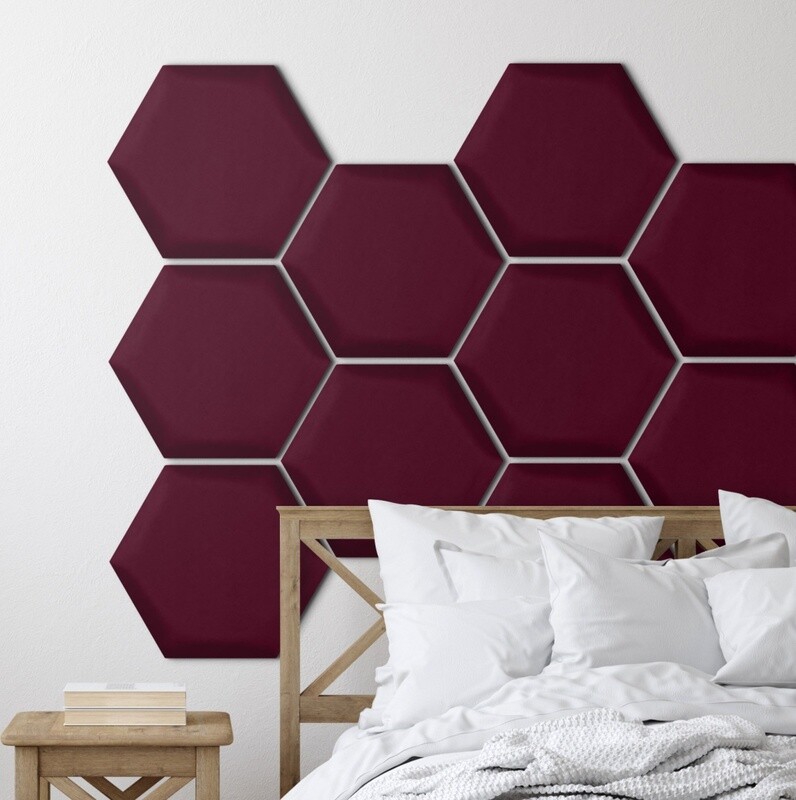 Pehmeä seinäpaneeli hexagon - Paris BURGUNDY - 30x26cm