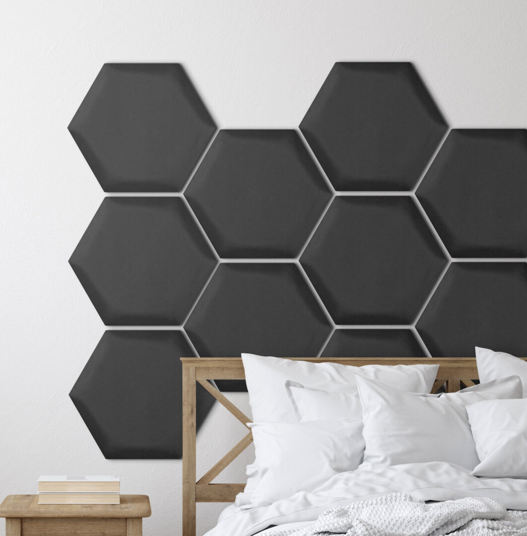 Pehmeä seinäpaneeli hexagon - Paris TUMMA HARMAA - 30x26cm