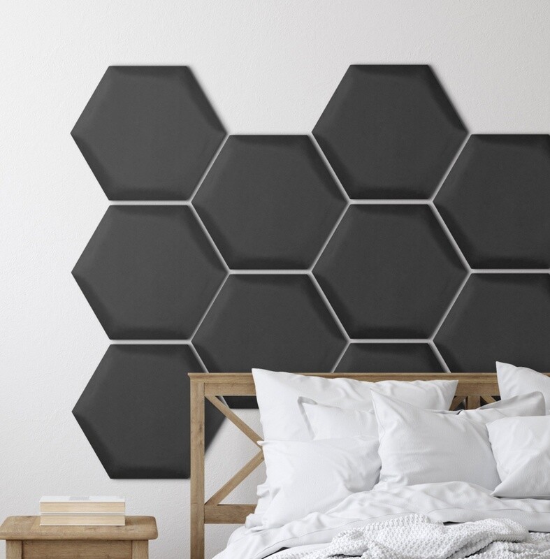 Pehmeä seinäpaneeli hexagon - Paris TUMMA HARMAA - 30x26cm