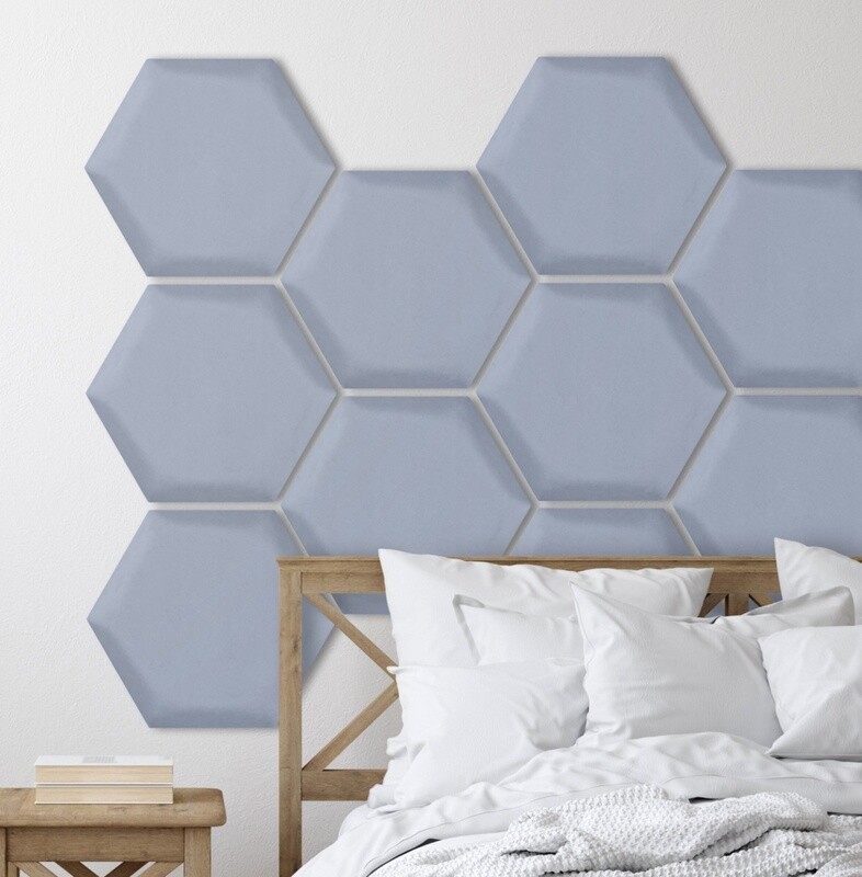 Pehmeä seinäpaneeli hexagon - Paris VAALEAN SININEN - 30x26cm