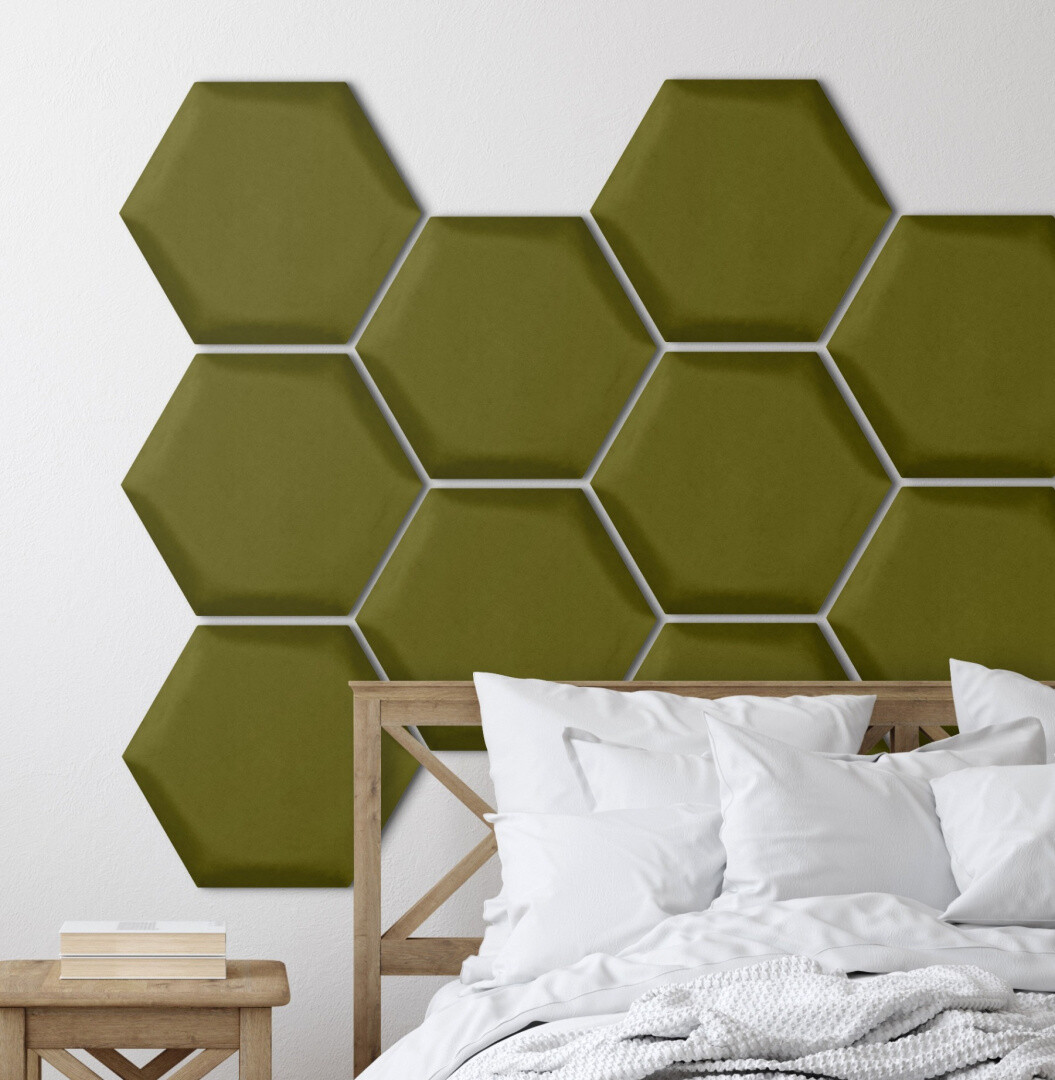 Pehmeä seinäpaneeli hexagon - Paris OLIIVI - 30x26cm
