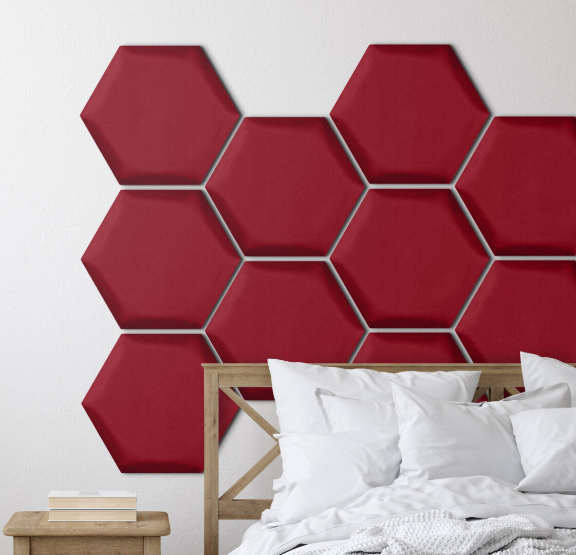 Pehmeä seinäpaneeli hexagon - Paris PUNAINEN - 30x26cm