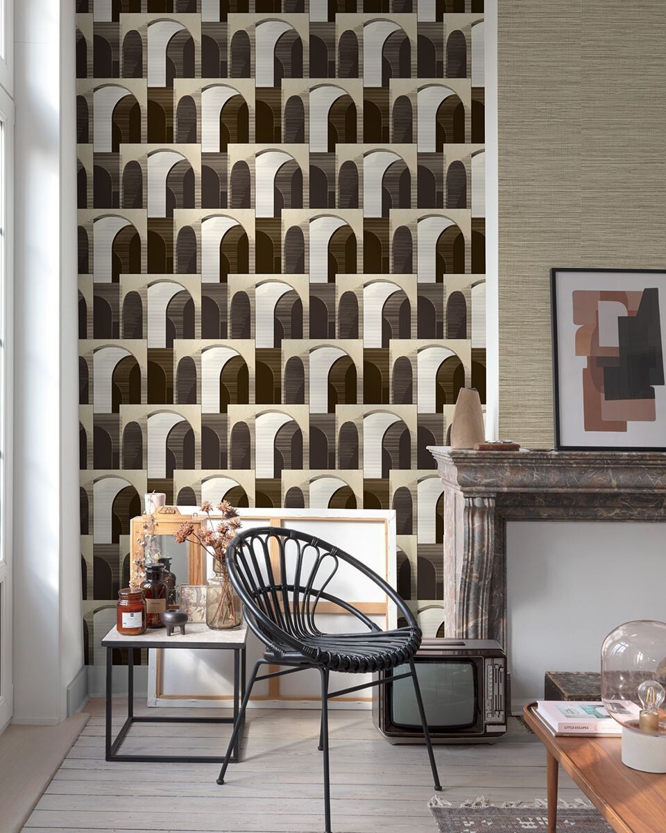 Ciara Ada - Beige/ruskea geometrinen tapetti