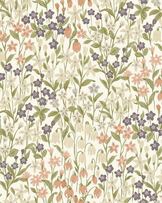 Ciara Blue bell - Hempeä kukkaketo tapetti