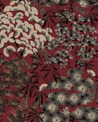 Ciara Hisae - viininpunainen kukkatapetti