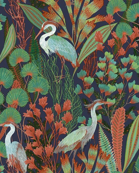 Ciara Tropical Cranes - värikäs tapetti