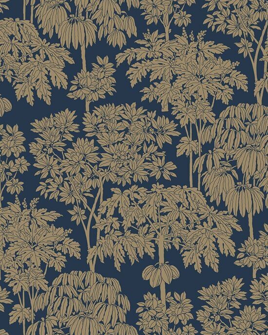 Ciara Tonal Trees - Tummansininen/kulta tapetti