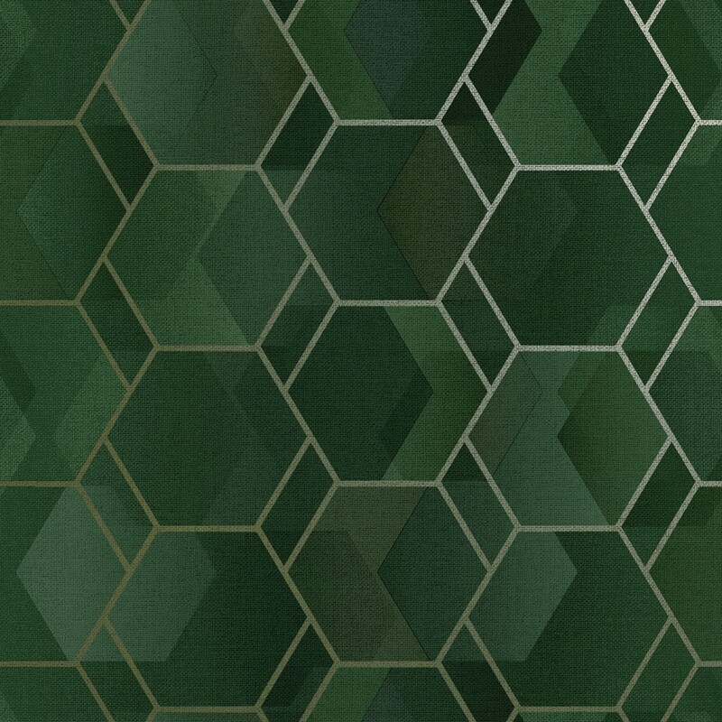 Amazonia Cassius - Green Gold geometrinen tapetti