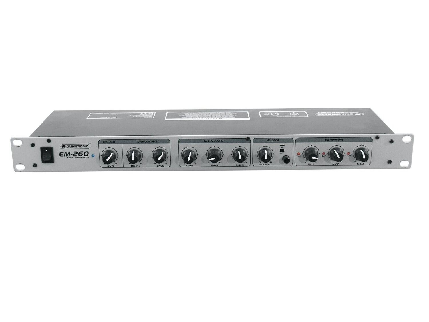 OMNITRONIC EM-260 viihdemikseri - 6 sisääntuloa