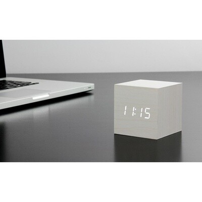 Gingko Cube Click -kello, valkoinen + valkoinen LED